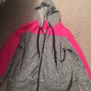 Pink and grey zip up sweatshirt
